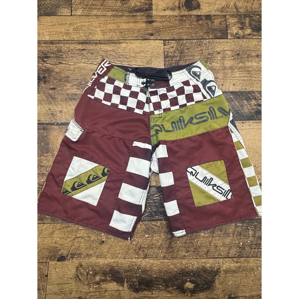 sun faded‎ Quiksilver Mens Board Shorts Multicolor Patchwork Size 32 Y2K Retro
